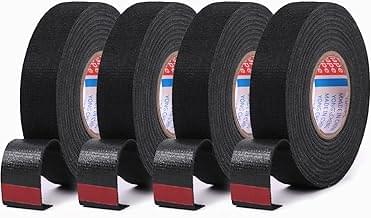 HSTECH Wire Harness Cloth Tape, 3/4-Inch by 50-Foot (4 Rolls), Speaker Wiring Harness Cloth Tape, Black Adhesive Fabric Tape, for Automobile Electrical Wire harnessing Noise Dampening Heat Proof